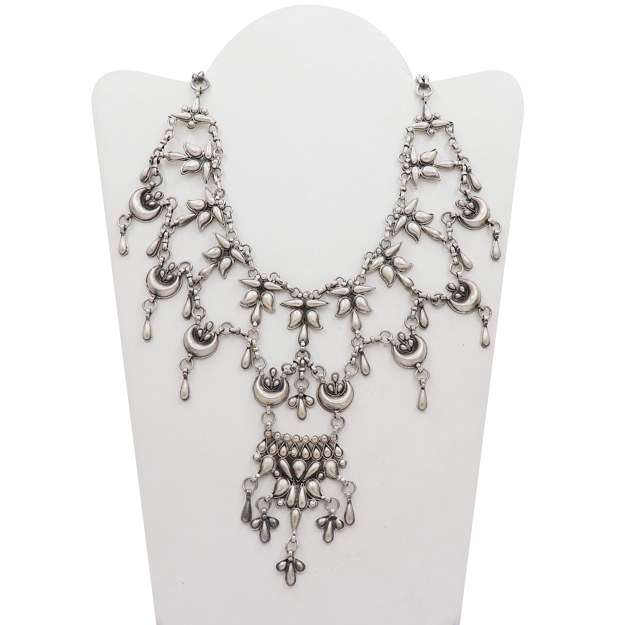 Vintage Handmade 925 Sterling Silver Flower Design Necklace For Women ...